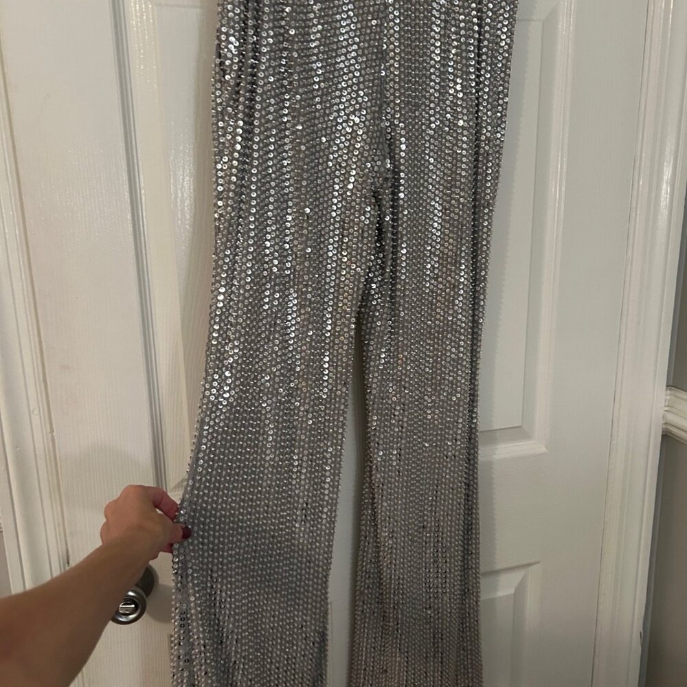 Ramy Brook Olivian Sequin Pants Silver- Size 0 - Picture 4 of 6